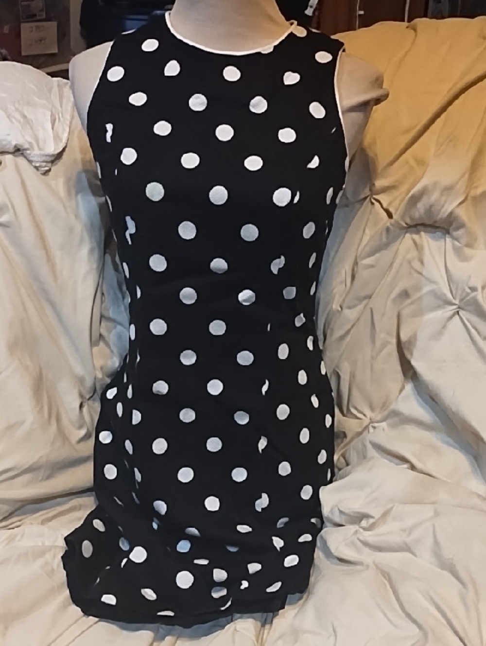 Casual Corner Black and White Polka Dot Dress
